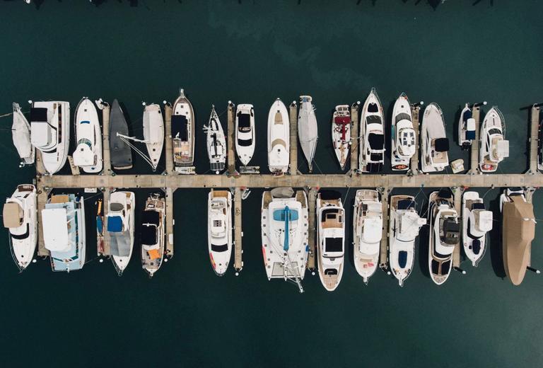 yachts on a dock